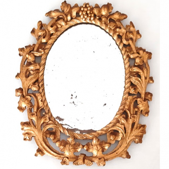 Charmant antiek spiegeltje met druivenranken