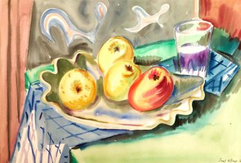 Stilleven met appels op een schaal