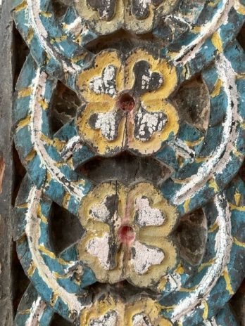 Bewerkt, houten ornament, polychroom, Zuid-Azië